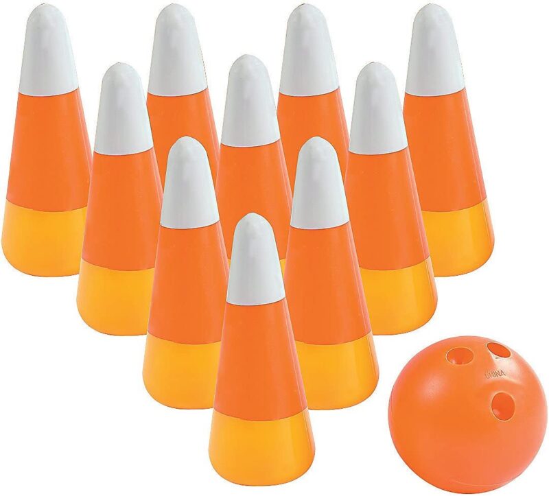 Candy Corn and Pumpkin bowling set