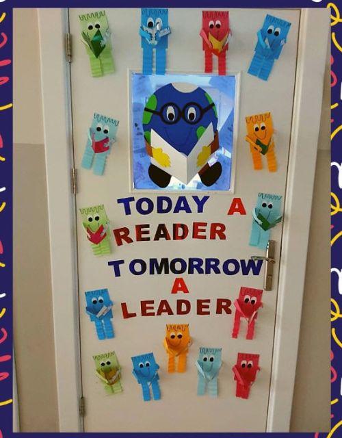 Classroom door reading Today a Reader, Tomorrow a Leader