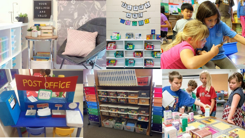 Collage of classroom learning spaces