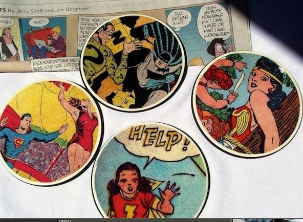 Comic book coasters made with modpodge.