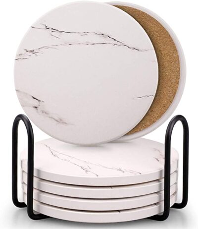 Absorbent faux marble coasters
