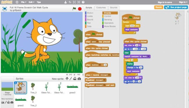 Screenshot from Scratch coding app for kids