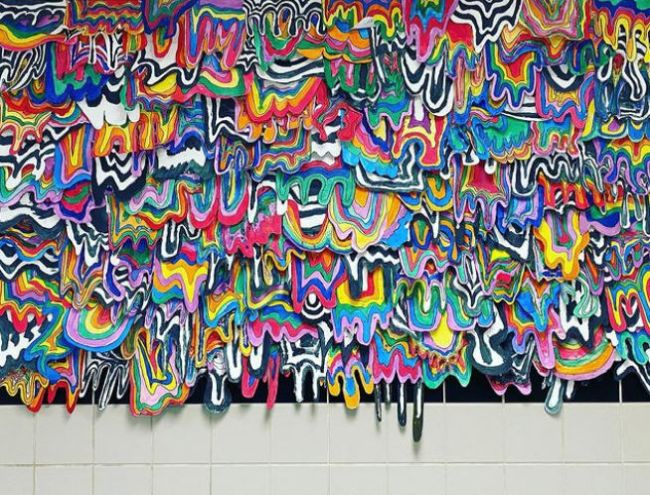 Mural made of colorful paper 