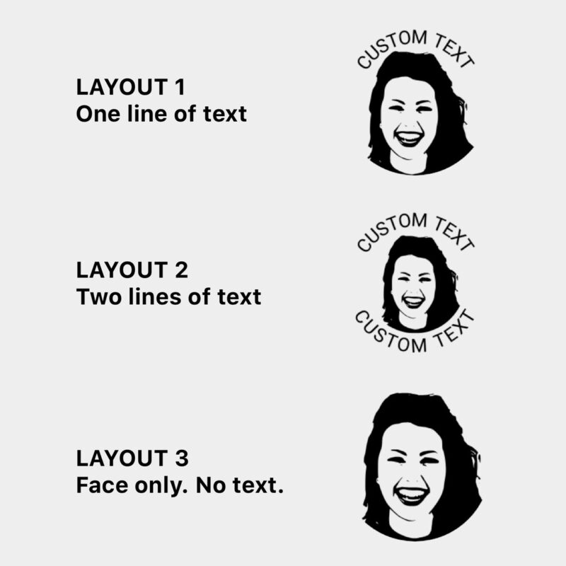 The steps for creating a custom stamp are shown with a stamp of a face.