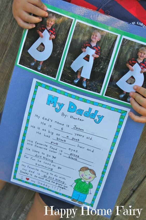 My Daddy photo and poem, as an example of the best Father's Day crafts for kids