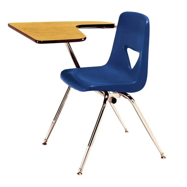 420 Series Chair Desk by Scholar Craft with wood-look top and blue plastic chair
