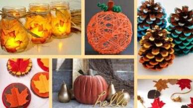 Collage of DIY Thanksgiving craft projects