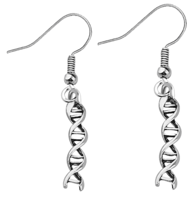 DNA silver dangle earrings