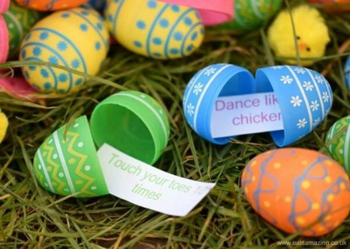 Easter eggs filled with written brain breaks