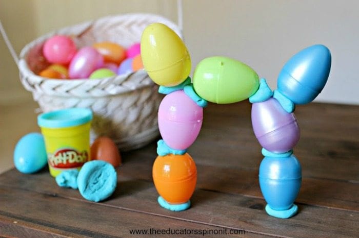 Play Doh and plastic egg structure