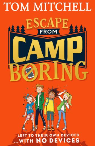 Kitap kapağı: Percy Jackson gibi kitaplara bir örnek olarak Tom Mitchell tarafından Camp Boring'den Kaçış