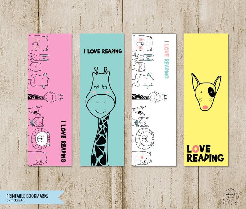 Printable animal bookmarks - inexpensive gift ideas for students