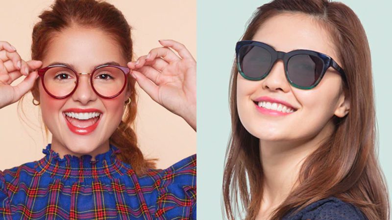 Women wearing cheap prescription glasses from EyeBuyDirect