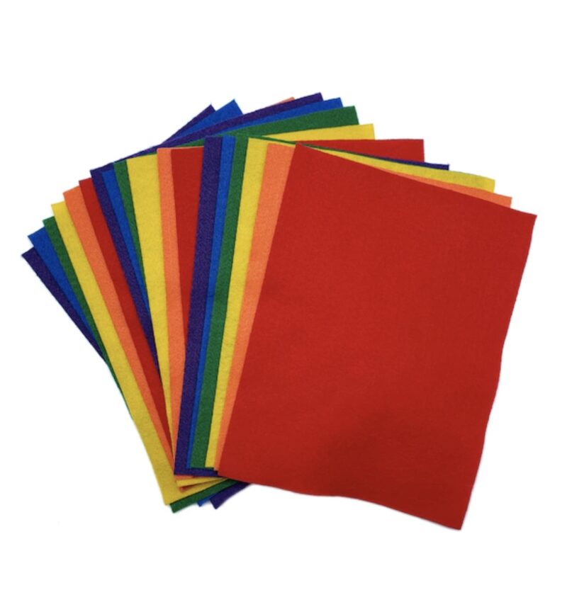 Stack of felt sheets in primary colors