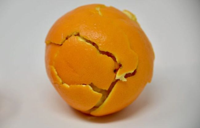 Orange that's been peeled and reassembled