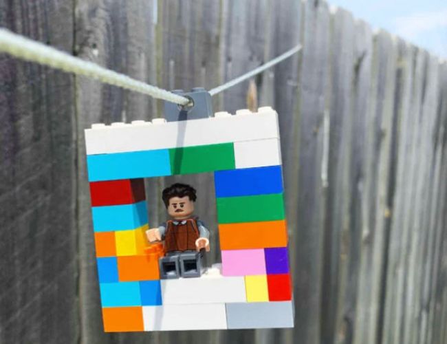 DIY zipline built from LEGO bricks (Fifth Grade Science)