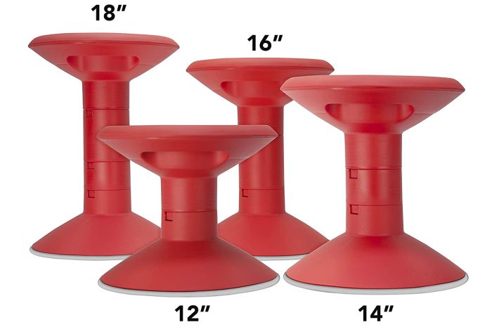 Adjustable height red wiggle stools