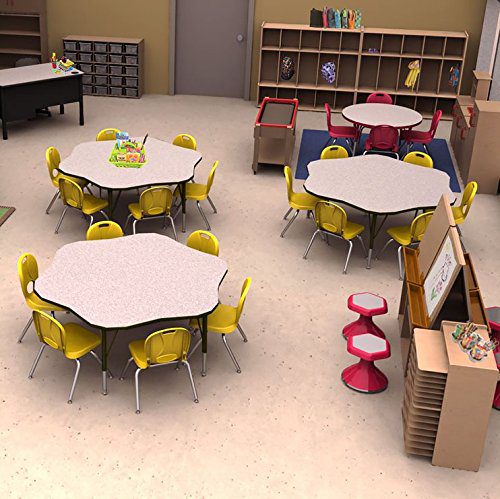 Example of best classroom tables: classroom with Norwood Flower Classroom Table with yellow chairs