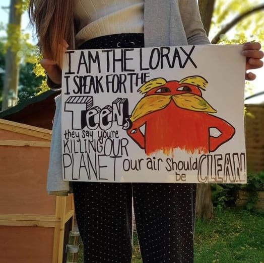 Lorax Global Climate Change Strike sign