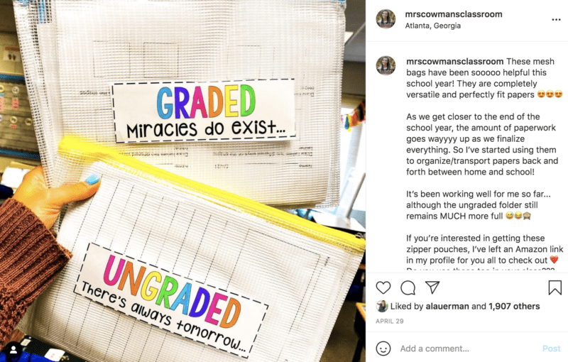 Separate graded and ungraded papers in pouches