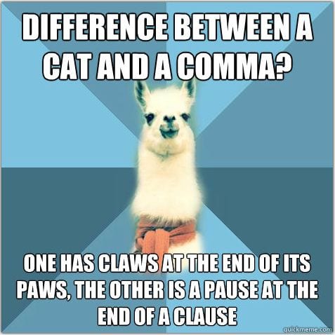 Comma meme for teachers.
