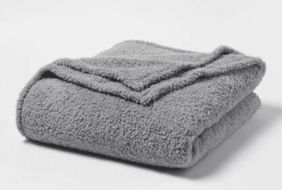 Grey plush sherpa blanket