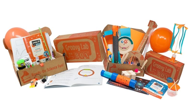 Collage of items included in Groovy Lab in a Box