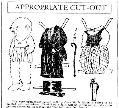 a vintage paper doll set featuring a groundhog
