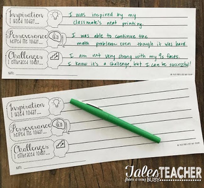 Printable exit ticket template for students to list what inspired and challenged them that day