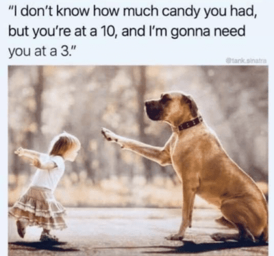 Halloween candy noise level meme