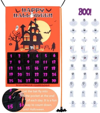 Halloween countdown calendar with ghosts and bats