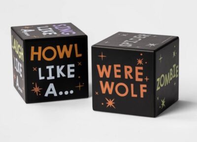 Halloween dice game with funny activities written on it