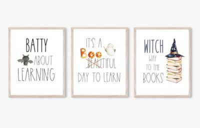Halloween wall art with pun-inspired phrases