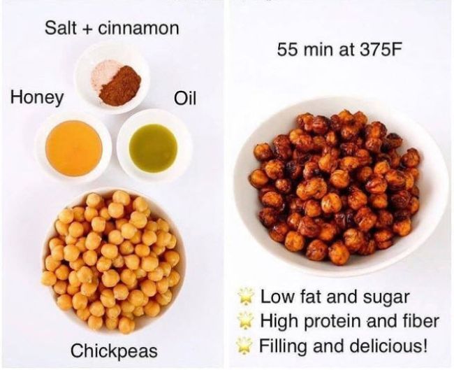Ingredients for making crispy cinnamon chickpeas (Healthy Snacks for Kids)