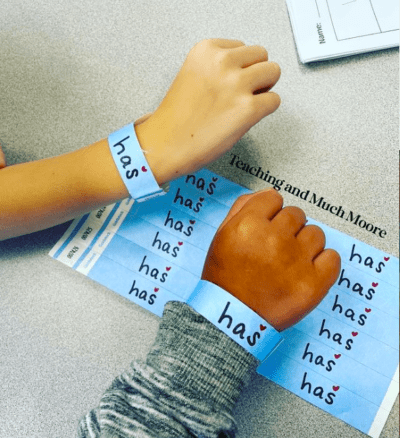 Event bracelets with sight words as an example of sight word activities