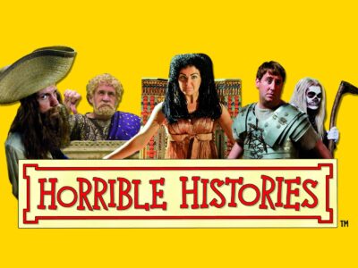 Collage of historical figures from Horrible Histories, as an example of educational Hulu shows