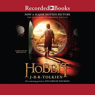 Book cover: 7. The Hobbit by JRR Tolkien, narrated by Rob Inglis, as an example of best audiobooks for kids