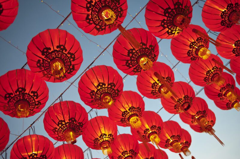Lunar New Year red lanterns, as an example of holidays around the world
