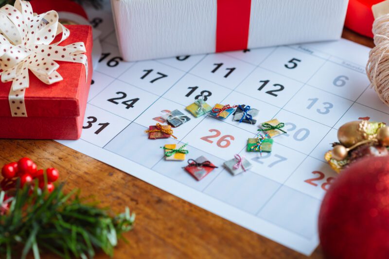 Boxing Day holiday calendar, as an example of holidays around the world