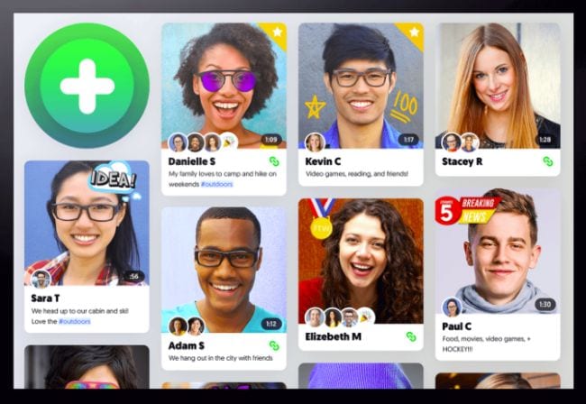 Página de Flipgrid que muestra vídeos de introducción de los estudiantes (rompehielos de la escuela secundaria y de la escuela media)