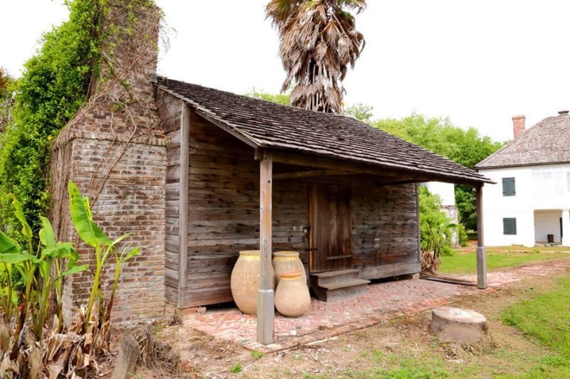 Photo of a slave home on the Whitney Plantation
