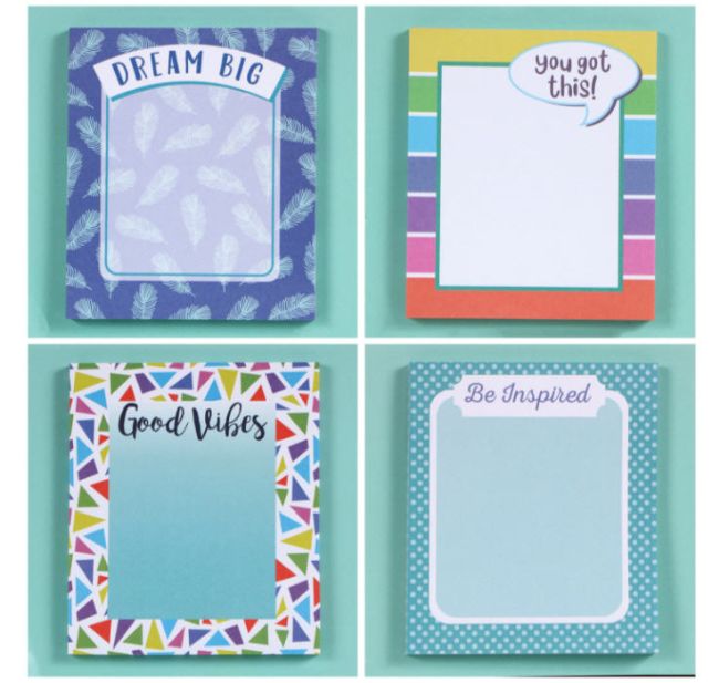 Sticky note pads with inspirational sayings (Inexpensive Gift Ideas for Students)