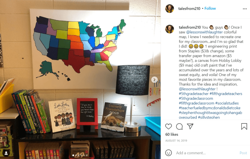 Still of inspiring fifth grade classroom ideas with maps from Instagram