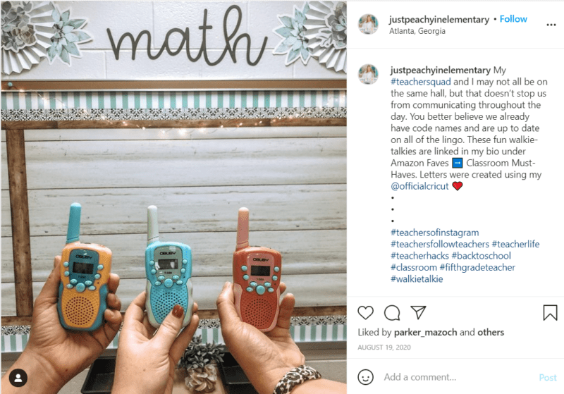 Still of students holding walkie talkies