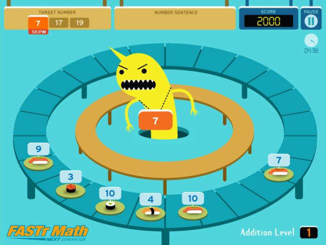 Screenshot of Sushi Monster iPad game for kids