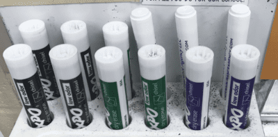 Keep expo markers upside down in test tube holder