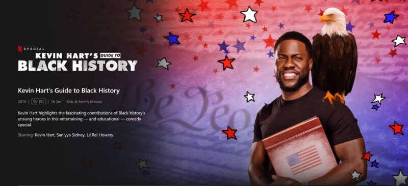 Netflix website screenshot for Kevin Hart's Guide to Black History