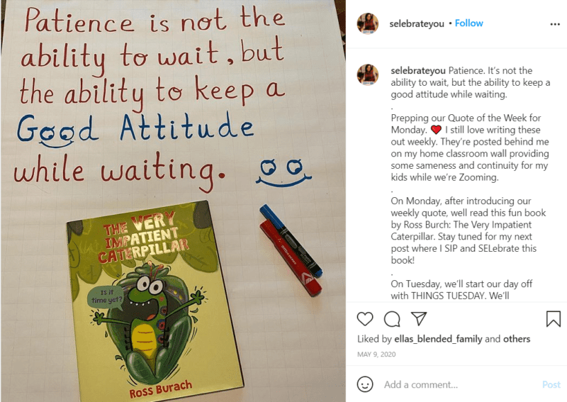 Still of teacher post from Instagram