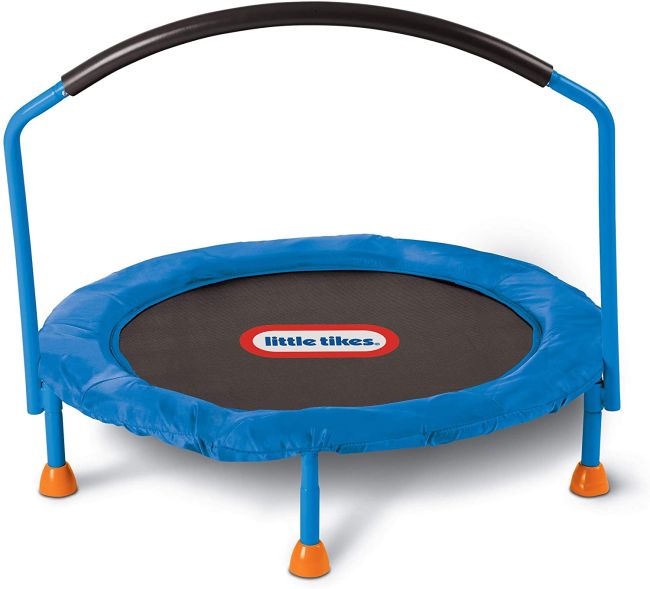 Small trampoline with padded edge and handle