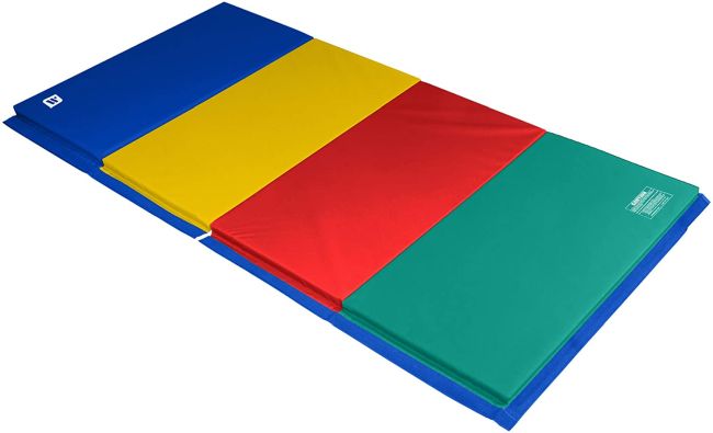 Rainbow colored tumbling mat for kids